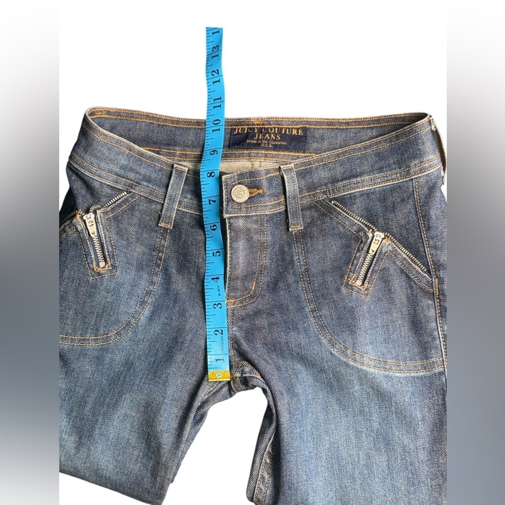 Y2K Juicy Couture Made in USA Zip Pocket Capri Jeans Size 26 No Back Pockets - Picture 11 of 11